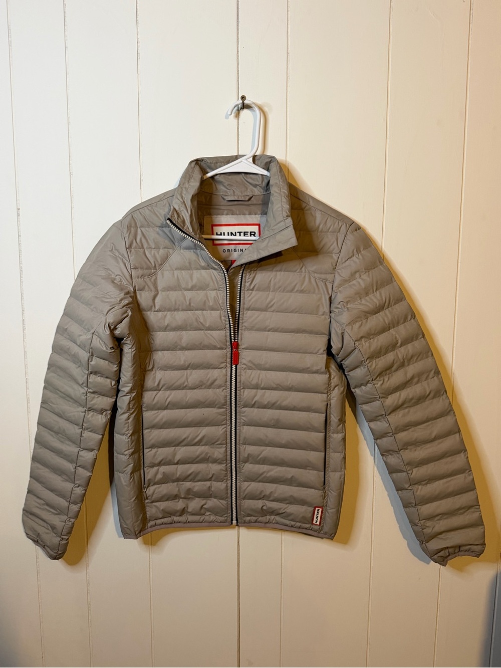 Hunter Light Gray Quilted Bomber Jacket